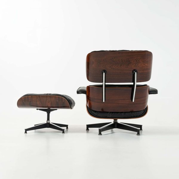 1958 1st Gen Herman Miller Eames Lounge Chair and Ottoman | Black Leather, Brazilian Rosewood - Image 6