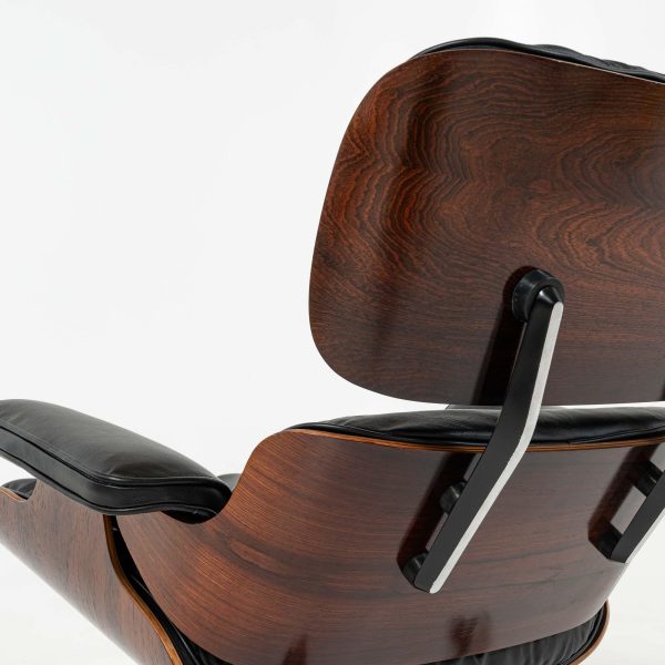 1958 1st Gen Herman Miller Eames Lounge Chair and Ottoman | Black Leather, Brazilian Rosewood - Image 7