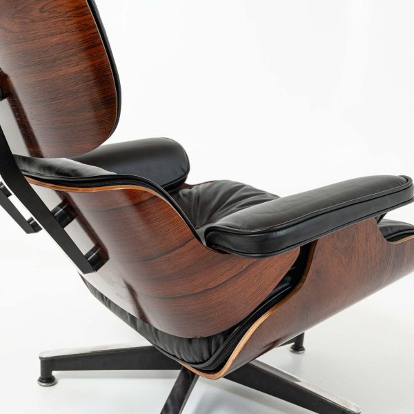 1958 1st Gen Herman Miller Eames Lounge Chair and Ottoman | Black Leather, Brazilian Rosewood - Image 8