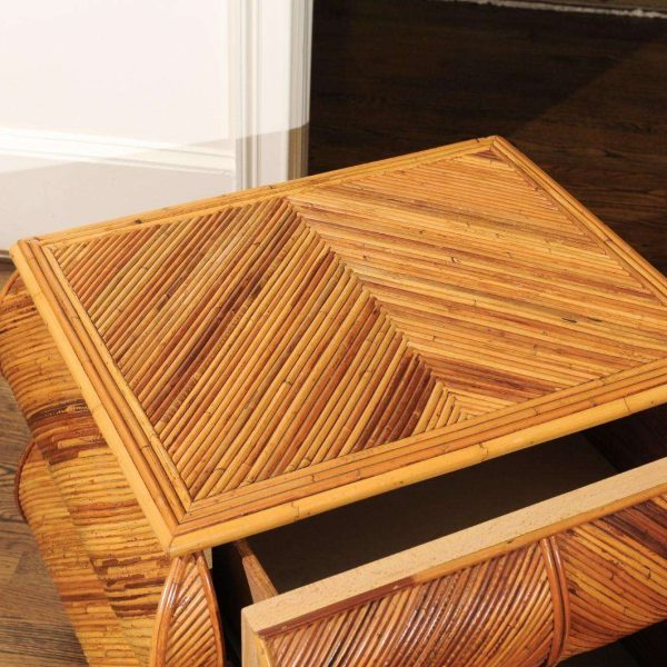 Magnificent Restored Pair of Bullnose Small Chests in Bamboo, circa 1980 - Image 4