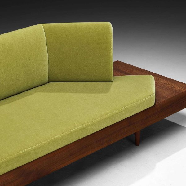 Restored Adrian Pearsall Platform Sofa '2006S' Walnut & Apple Green Fabric - Image 3
