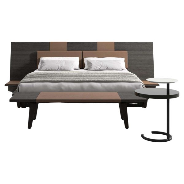 Rodolfo Dordoni Acute Bed Set with Wood Bench and Nightstand by Cassina