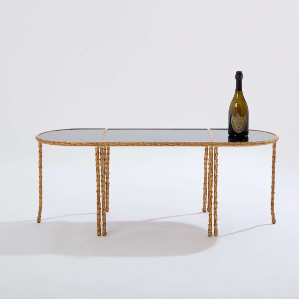 Maison Baguès Foliage Gilt Bronze and Mirror Tables 1950s - Image 11