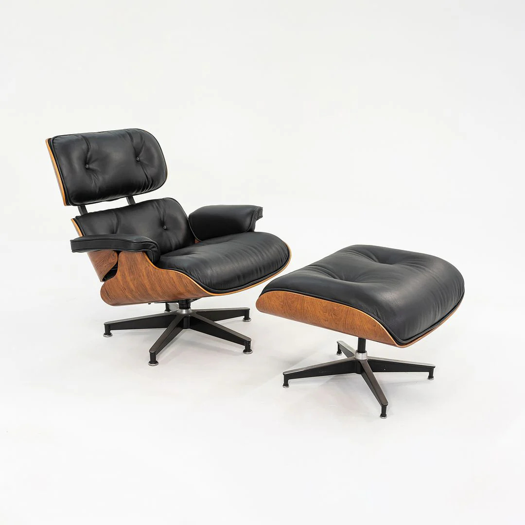 1990s Herman Miller Eames Lounge Chair and Ottoman | Black Leather, Brazilian Rosewood