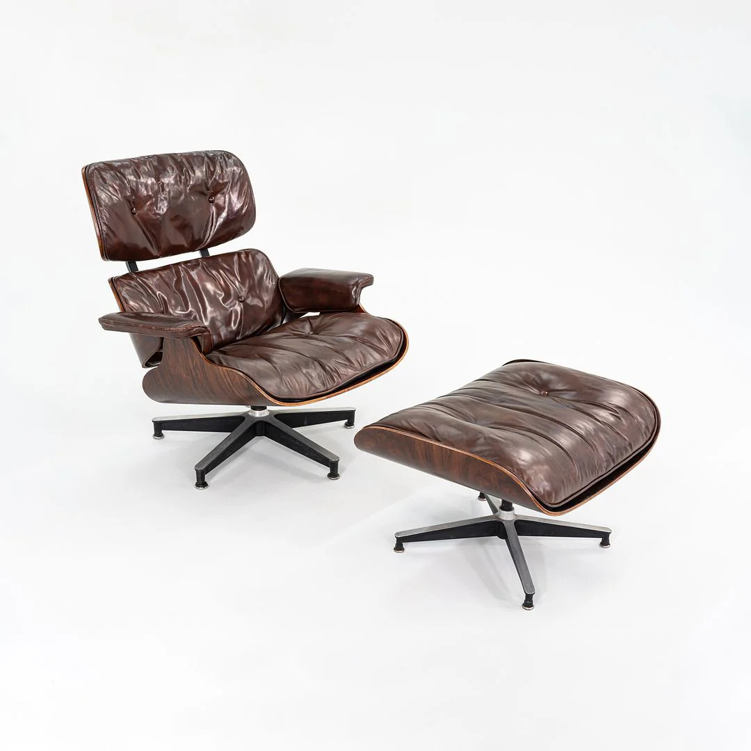 1956 Herman Miller Eames Lounge Chair and Ottoman | Brown Leather, Brazilian Rosewood